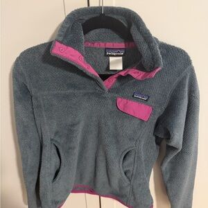 Vintage Patagonia Pullover - blue/grey with pink. Color no longer sold!